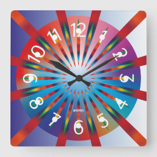 LOVE ART KLOCK POWER GRADIENTS COLORS BY MASANSER SQUARE WALL CLOCK