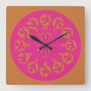 LOVE ART KLOCK TIME FLIES BY MASANSER SQUARE WALL CLOCK