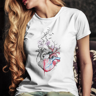 Love art merged anatomical hearts with flowers T-Shirt