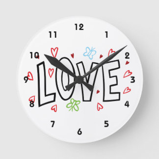 Love Art With Hearts Round Clock