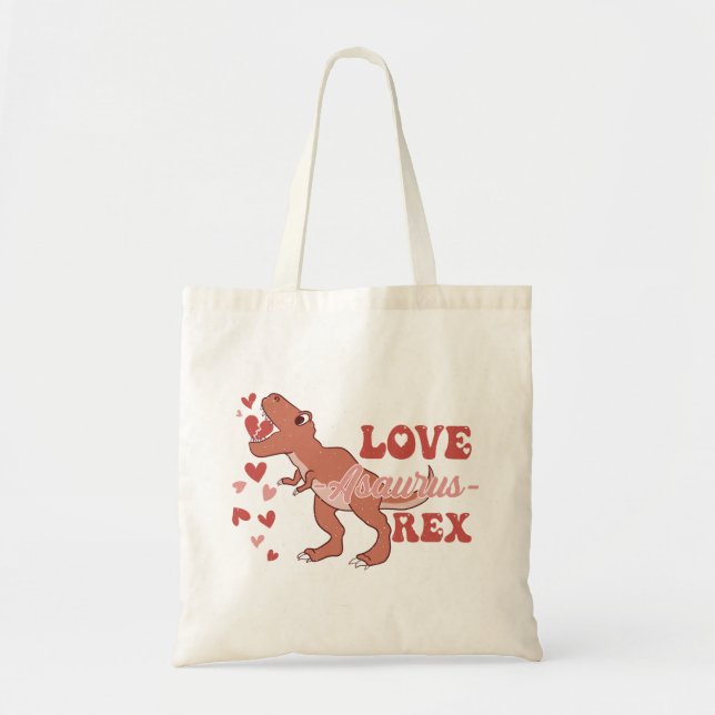Love-Asaurus Rex Funny Tote Bag (Front)