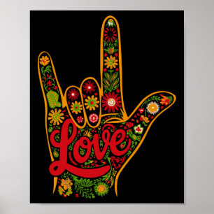 Love Asl Deaf Melanin African American Black Histo Poster