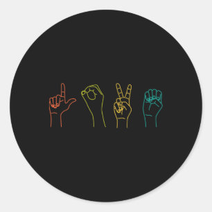 Love Asl Sign Language Alphabet Valentines Day Gif Classic Round Sticker