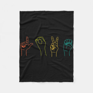 Love Asl Sign Language Alphabet Valentines Day Gif Fleece Blanket