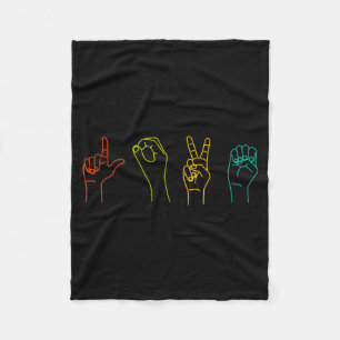 Love Asl Sign Language Alphabet Valentines Day T S Fleece Blanket