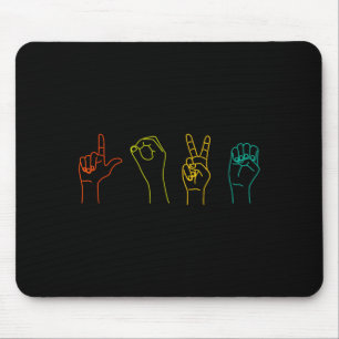 Love Asl Sign Language Alphabet Valentines Day T S Mouse Pad