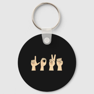 Love ASL Valentines Day Cute Sign Language Deaf Aw Key Ring