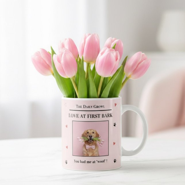 Love at First Bark Personalized Dog Custom Photo Coffee Mug (Creator Uploaded)