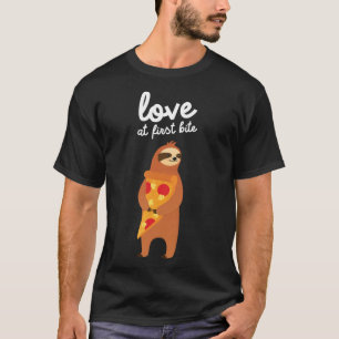 Love at First Bite - Cute Sloth With Pizza Slice V T-Shirt