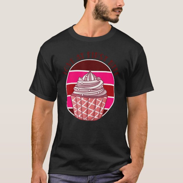Love At First Bite Retro Cupcake T-Shirt (Front)