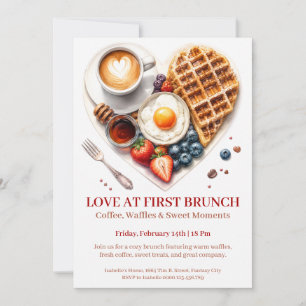 Love at First Brunch - Waffles Coffee Breakfast Invitation