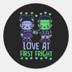 Love At First Fright Kawaii Frankenstein Monster V Classic Round Sticker