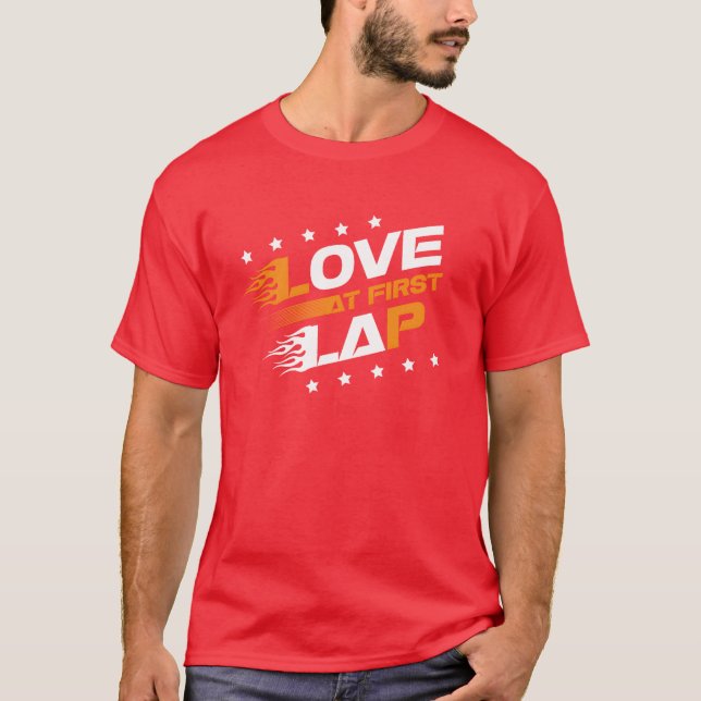 Love At First Lap Car Racing Motorcycle Motorsport T-Shirt (Front)