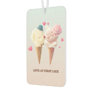 Love at First Lick: Bichon & Cat Ice Cream Art Car Air Freshener