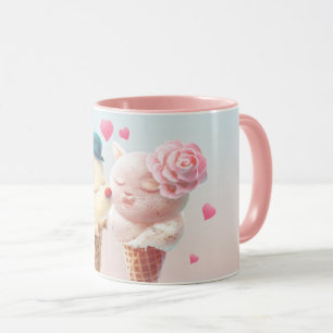 Love at First Lick: Bichon & Cat Ice Cream Art Mug
