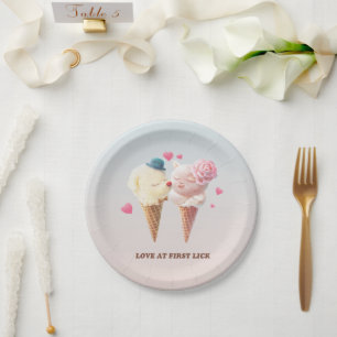Love at First Lick: Bichon & Cat Ice Cream Art Paper Plate