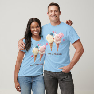 Love at First Lick: Bichon & Cat Ice Cream Art T-Shirt
