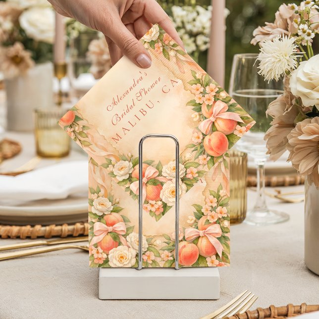 Love at First Peach Bridal Shower Napkin (Creator Uploaded)