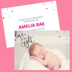 Love At First Sight Baby Birth Announcement