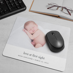 Love at First Sight Baby Photo Mouse Pad