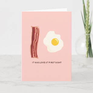 Love at First Sight Bacon & Egg Silly Greeting Holiday Card