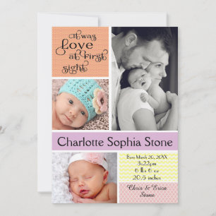 Love at First Sight Colourful Collage - Girl Announcement