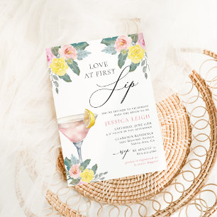 Love at First Sip Bright Cocktail Bridal Shower Invitation