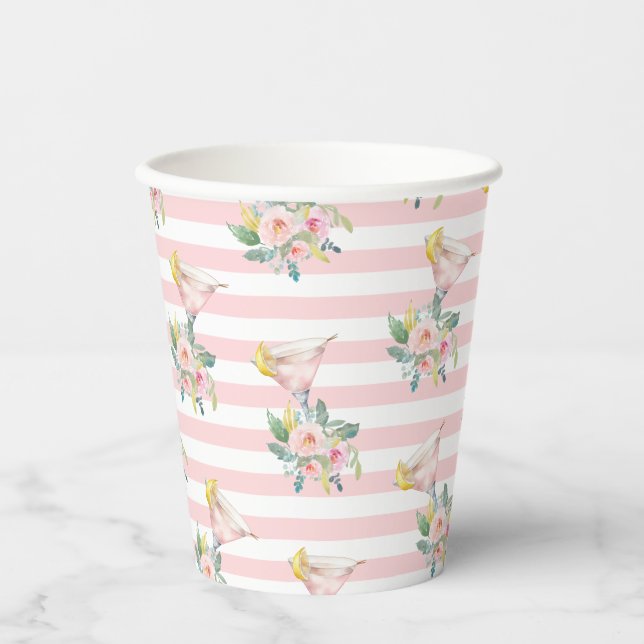 Love at First Sip Bright Cocktail Bridal Shower Paper Cups (Front)