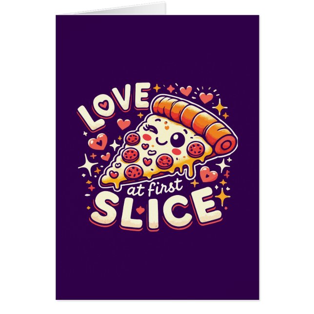 Love at First Slice, Cute Funny Pizza Lover Humour (Front)