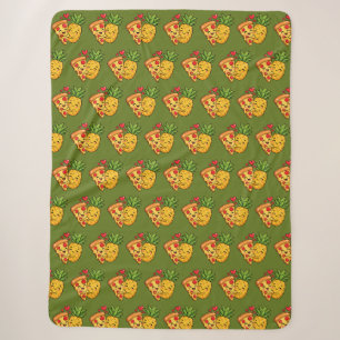 Love at First Slice - Pizza Meets Pineapple Sherpa Blanket