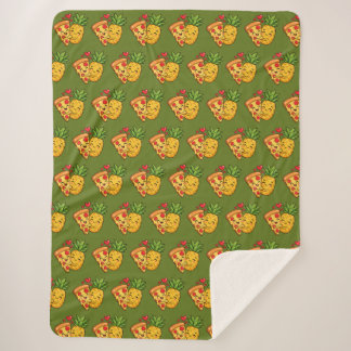Love at First Slice - Pizza Meets Pineapple Sherpa Blanket