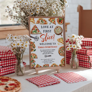 Love at First Slice Pizza Welcome Bridal Shower  Poster