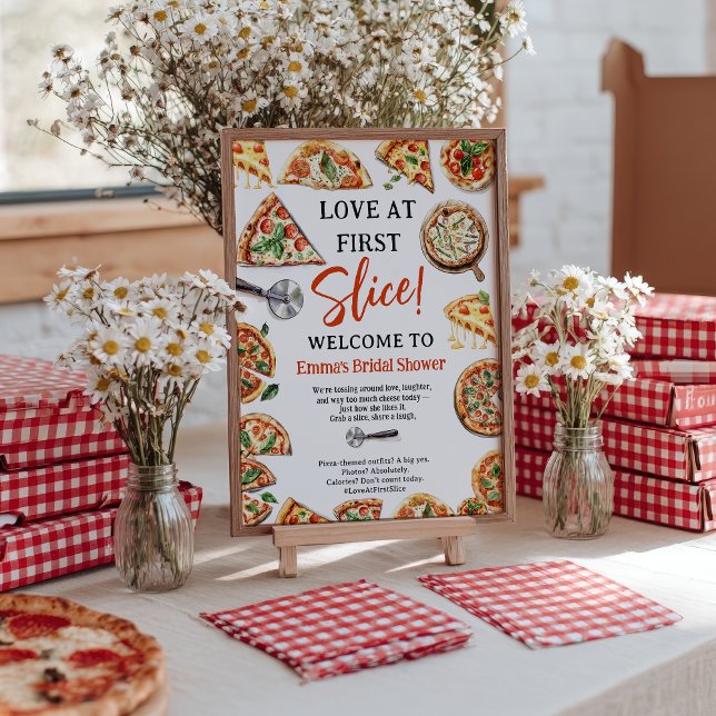  Love at First Slice Pizza Welcome Bridal Shower  Poster (Love at First Slice Pizza Welcome Bridal Shower Poster)