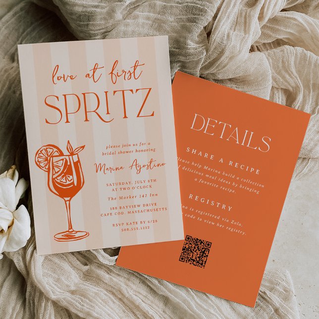 Love at First Spritz All-in-One Bridal Shower Invitation (Creator Uploaded)