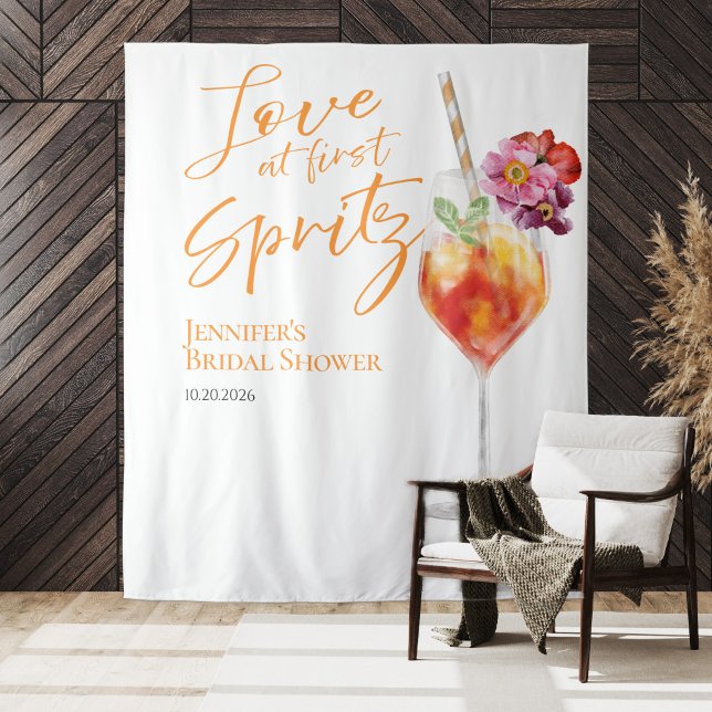Love at First Spritz | Bridal Shower Backdrops Tapestry (Creator Uploaded)