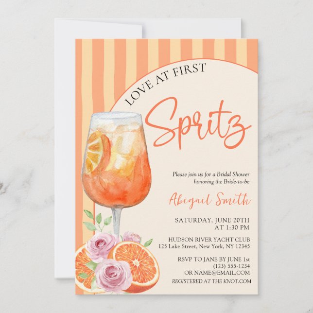Love at First Spritz Bridal Shower Invitation (Front)