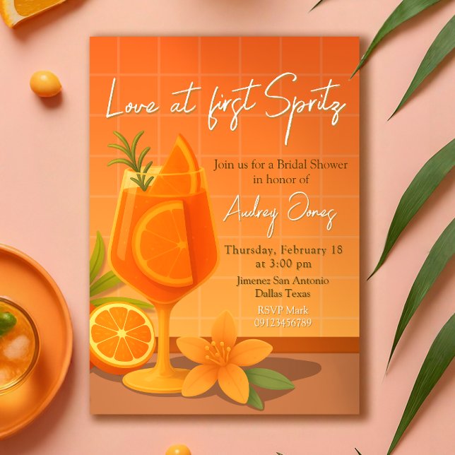 Love at first Spritz Bridal Shower Invitation (Love at first Spritz Bridal Shower Invitation)