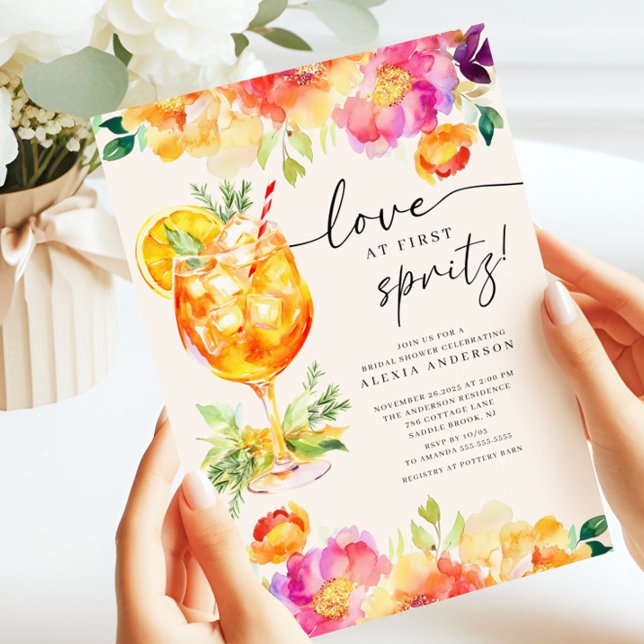 Love at First Spritz Bridal Shower Invitation (Creator Uploaded)