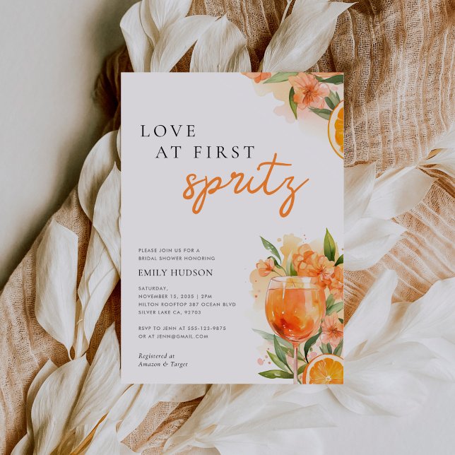 Love at First Spritz Bridal Shower Invitation (Creator Uploaded)