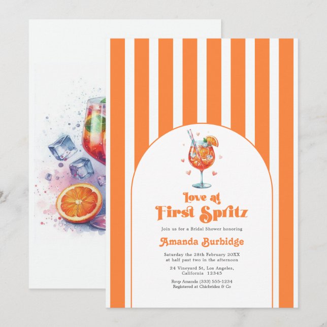 Love at First Spritz Bridal Shower Invitation (Front/Back)