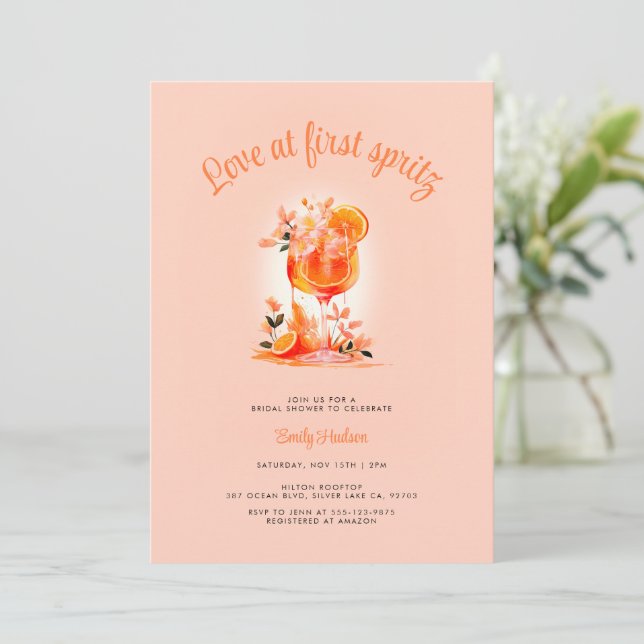 Love at First Spritz Bridal Shower Invitation (Standing Front)