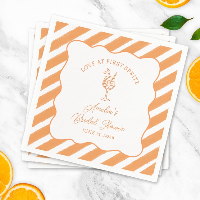 Love at First Spritz Bridal Shower Italian Aperol  Napkin (Creator Uploaded)