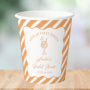 Love at First Spritz Bridal Shower Italian Aperol Paper Cups