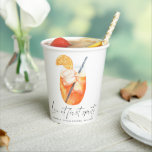 Love at first spritz Bridal shower Paper Cups<br><div class="desc">This watercolor glass of Aperol Spritz cocktail - themed bridal shower invitation.
Cocktail/wine glass without a leg.</div>