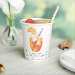 Love at first spritz Bridal shower Paper Cups<br><div class="desc">This watercolor glass of Aperol Spritz cocktail - themed bridal shower invitation.
Cocktail/wine glass without a leg.</div>
