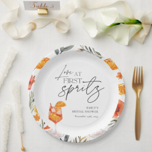 Love at First Spritz Bridal Shower Paper Plate