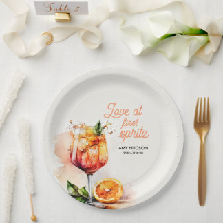 Love at First Spritz Bridal Shower Paper Plate