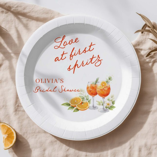 Love At First Spritz Bridal Shower Paper Plate (Creator Uploaded)