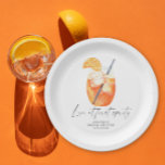 Love at first spritz Bridal shower Paper Plate<br><div class="desc">This watercolor glass of Aperol Spritz cocktail - themed bridal shower invitation.
Cocktail/wine glass without a leg.</div>