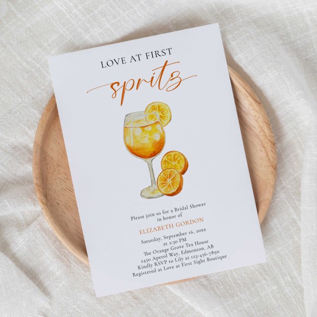 Love at First Spritz Bridal Shower Simple Elegant Invitation (Creator Uploaded)